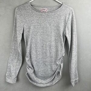 Love Maternity Heather Gray Ruched Side L/S Scoop Neck Stretch Soft Knit Top M